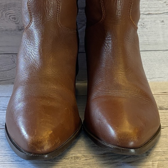 White Mountain Boots Womens 8.5 Brown Leather Pointed Riding Buckle Strap Tall - Picture 4 of 16